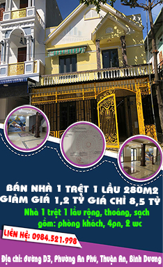 BÁN NHÀ 1 TRỆT 1 LẦU 280M2, GIẢM GIÁ 1,2 TỶ GIÁ CHỈ 8,5 TỶ , DÒNG TIỀN 15TR/THÁNG TẠI AN PHÚ - Ảnh chính